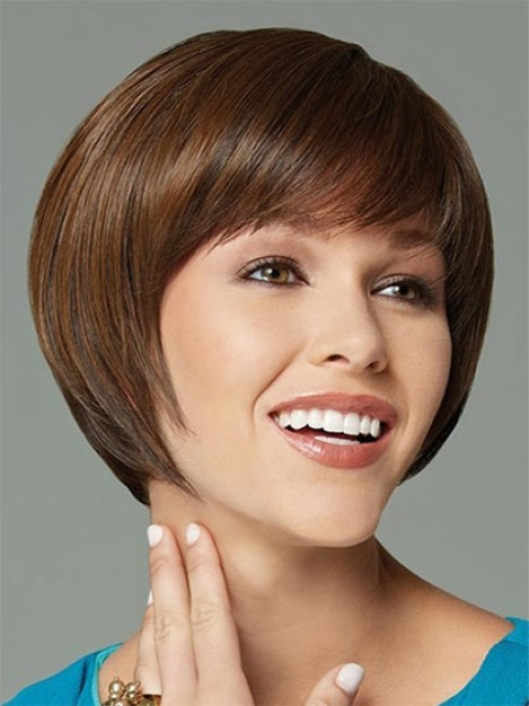 Unique Brown Straight Short Capless Synthetic Women Wigs