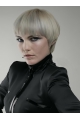 Young Fashion  Short Straight With Bangs Capless Grey Synthetic Women Wigs