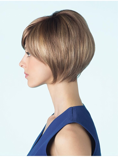 Fantastic Short Straight With Bangs Blonde Synthetic Bobs Amazing Women Wigs