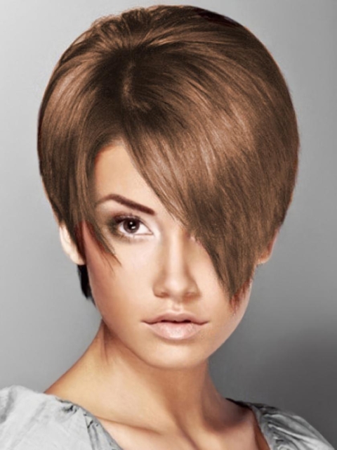 Brown Elegant Boycuts Straight Short Capless Synthetic Women Wigs