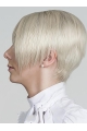 Young Fashion Platinum Blonde Very Short Stacked  Lace Front Human Hair Women Bobs Wigs