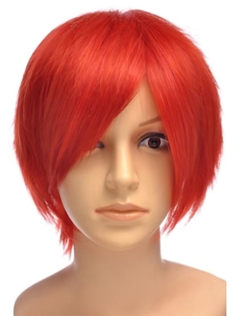 8 Inches Short Straight Lace Front Red Synthetic Women Wigs