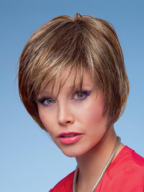 Brown Straight Short Capless Synthetic Women Wigs