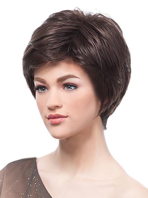 Monofilament Polite Boycuts Straight Short Lace Front Synthetic Women Wigs