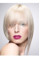 Young Fashion Platinum Blonde Favorite With Bangs White Mono Part Human Wigs