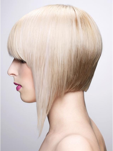 Young Fashion Platinum Blonde Favorite With Bangs White Mono Part Human Wigs