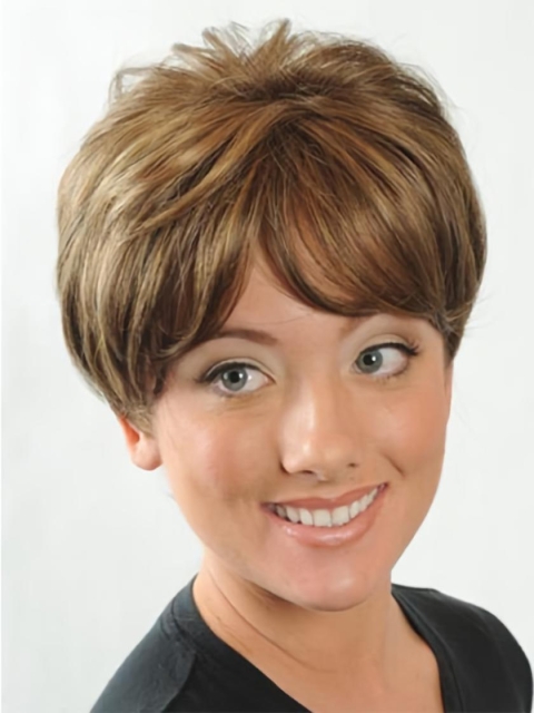 Trendy Auburn Straight Short Capless Synthetic Women Wigs