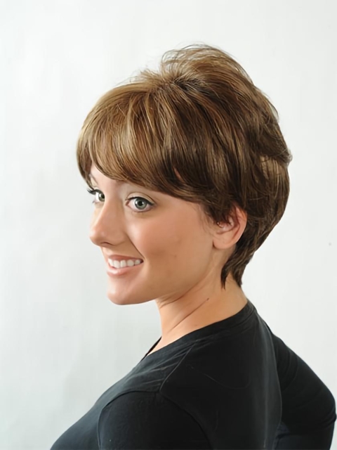 Trendy Auburn Straight Short Capless Synthetic Women Wigs