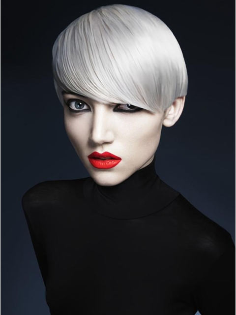 Young Fashion Grey Smooth Straight Short Clean Lace Front Synthetic Women Wigs