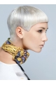 Young Fashion Silver Sculpted Short Straight Cut Lace Front Synthetic Women Wigs