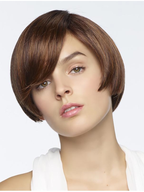 So Great Brown Short Straight Bobs New Design Capless Human Hair Women Wigs