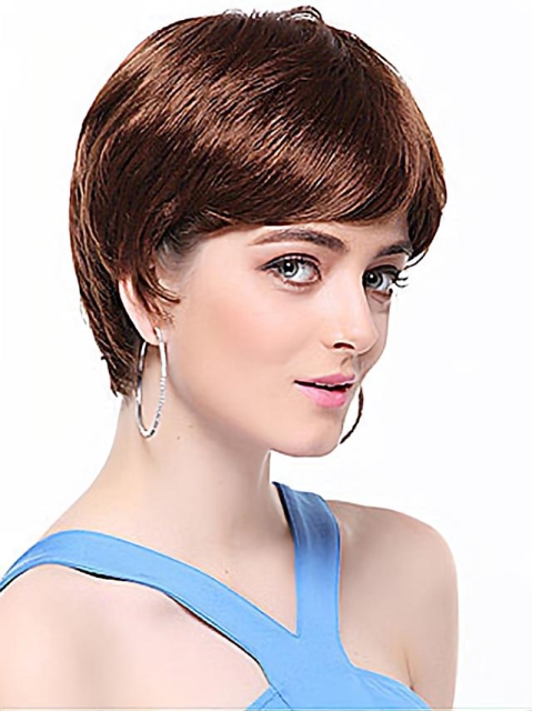 Nice Auburn Boycuts Straight Short Capless Synthetic Women Wigs