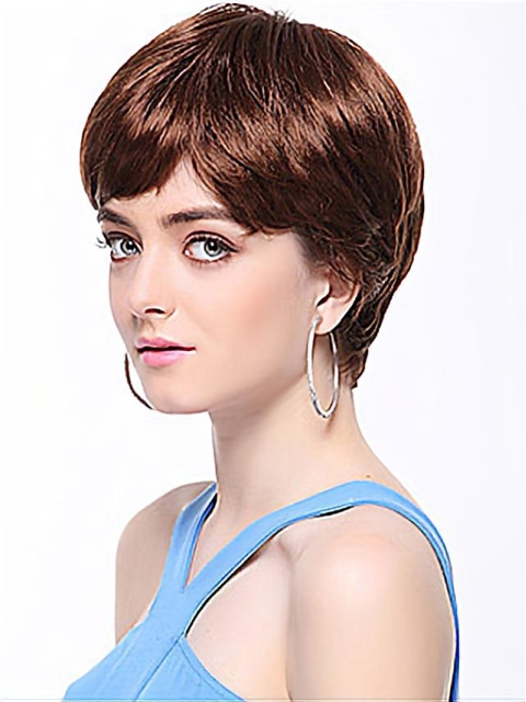 Nice Auburn Boycuts Straight Short Capless Synthetic Women Wigs