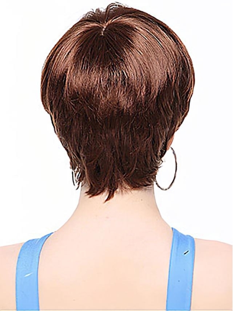 Nice Auburn Boycuts Straight Short Capless Synthetic Women Wigs