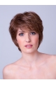 Straight Brown Layered 8" Monofilament Synthetic Ladies Short Hair Wigs