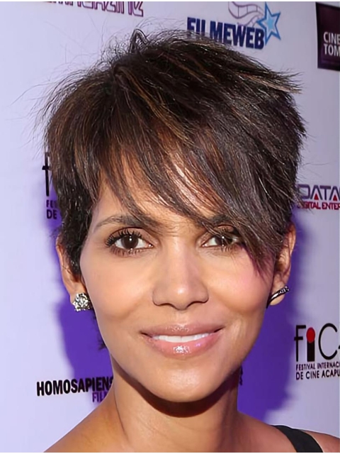 Straight Brown Lace Front Short Boycuts Halle Berry Wigs