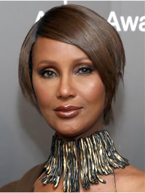 Straight Brown Lace Front Short Bobs Iman Wigs