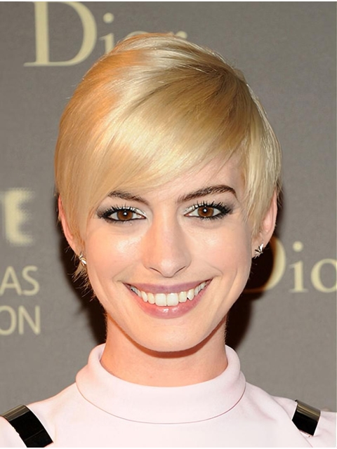 Straight Blonde Lace Front Short Boycuts Anne Hathaway Wigs