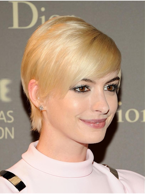 Straight Blonde Lace Front Short Boycuts Anne Hathaway Wigs