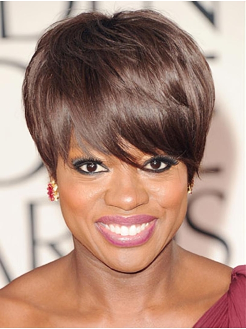 8"Straight Short  Lace Front Synthetic Women Viola Davis Wigs