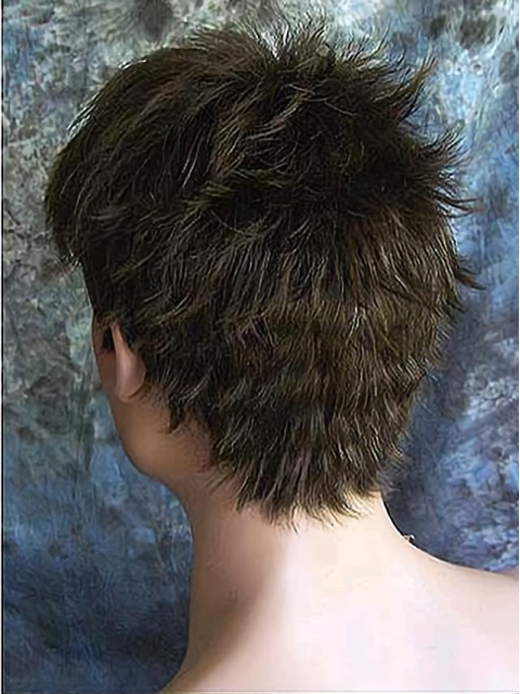 Polite Black Straight Short Capless Synthetic Men Wigs