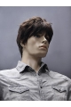 Refined Brown Straight Short Capless Synthetic Men Wigs