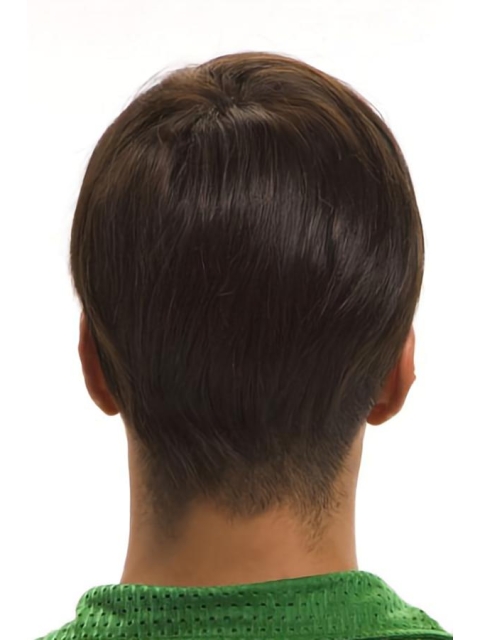 Brown Straight Short Hand-Tied Remy Human Hair New Men Wigs