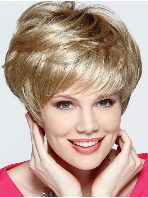  Comfortable Blonde Straight Short Capless Synthetic Women Wigs