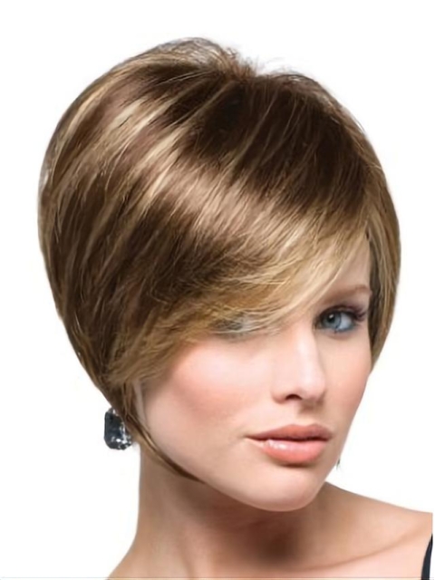 High Quality Brown Straight Short Capless Synthetic Women Bob Wigs