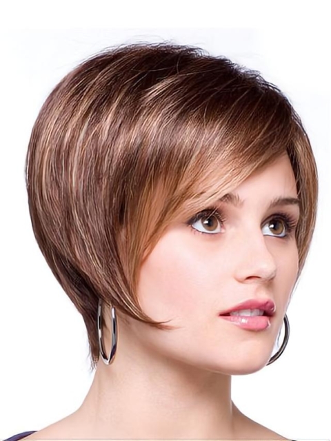 High Quality Brown Straight Short Capless Synthetic Women Bob Wigs