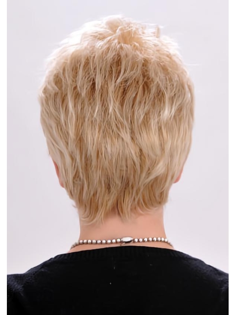 Blonde Suitable Straight Short Boycuts Monofilament Synthetic Women Wigs