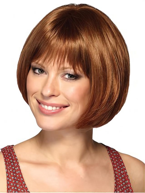 No-fuss Auburn Straight Short Capless Synthetic Women Bob Wigs