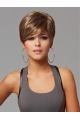 Brown Comfortable Layered Straight Short Capless Synthetic Women Wigs