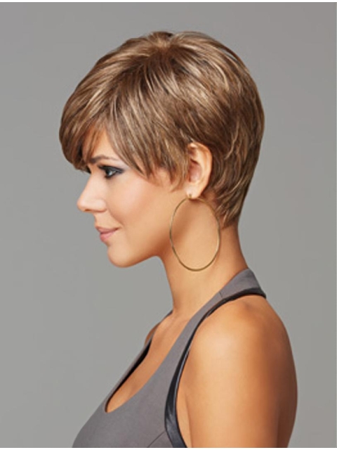 Brown Comfortable Layered Straight Short Capless Synthetic Women Wigs