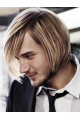 Mature Blonde Straight Short Hand-Tied Synthetic Men Wigs