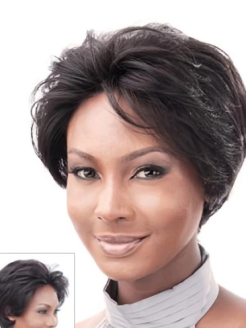 Durable Auburn Layered Lace Front Straight Short Human Hair Women Wigs