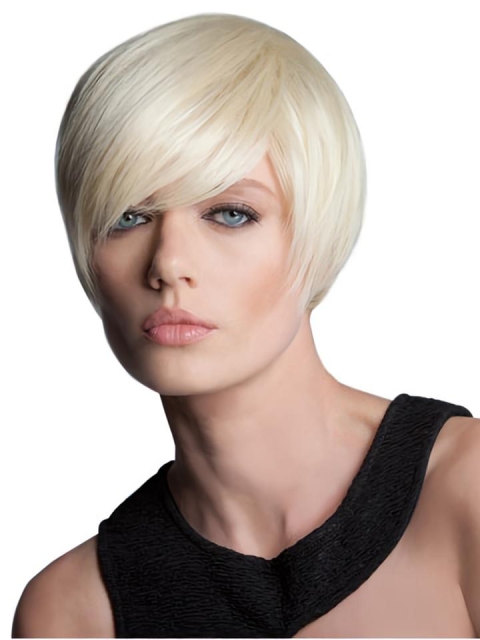 Convenient Blonde Straight Short Capless Synthetic Women Bob Wigs