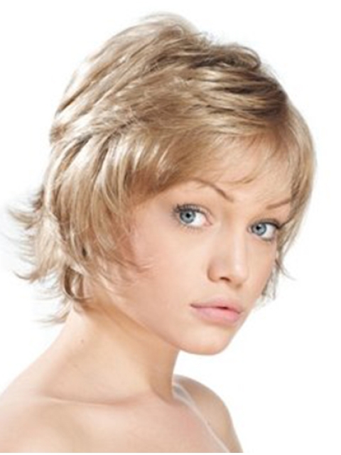 Blonde Straight Monofilament Synthetic Natural Short Women Wigs