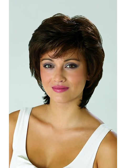 Brown Stylish Straight Short With Bangs Capless Synthetic Women Wigs