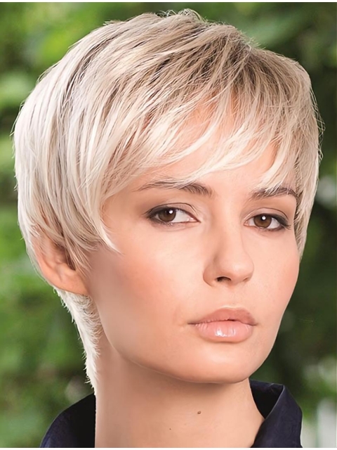 Refined Straight Boycuts Blonde Short Capless Synthetic Women Wigs