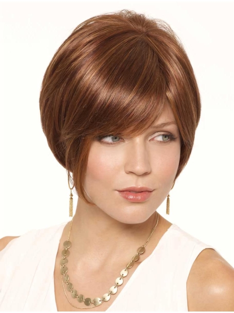 Sassy Auburn Bobs Lace Front Straight Short Synthetic Women Wigs