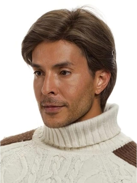 Monofilament Straight Short Remy Human Hair High Quality Men Wigs