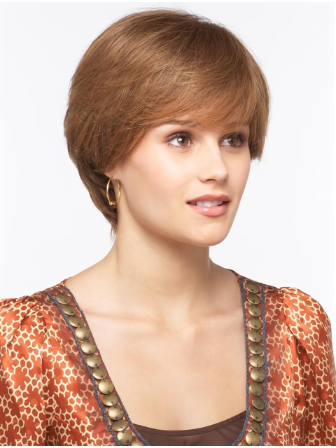 Top Monofilament Straight Short With Bangs Synthetic Women Wigs