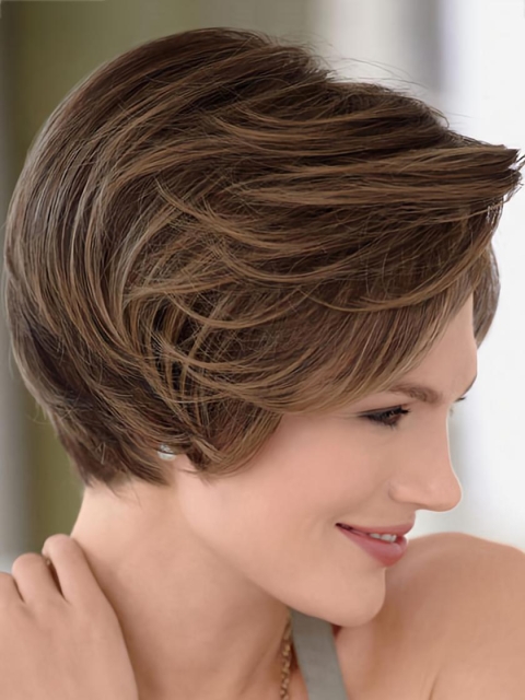 Monofilament Cosy Without Bangs Straight Short Human Hair Women Wigs For Cancer