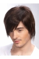 Radiant Brown Straight Short Hand-Tied Human Hair Men Wigs