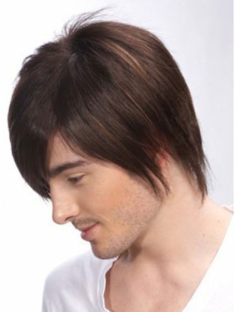 Radiant Brown Straight Short Hand-Tied Human Hair Men Wigs