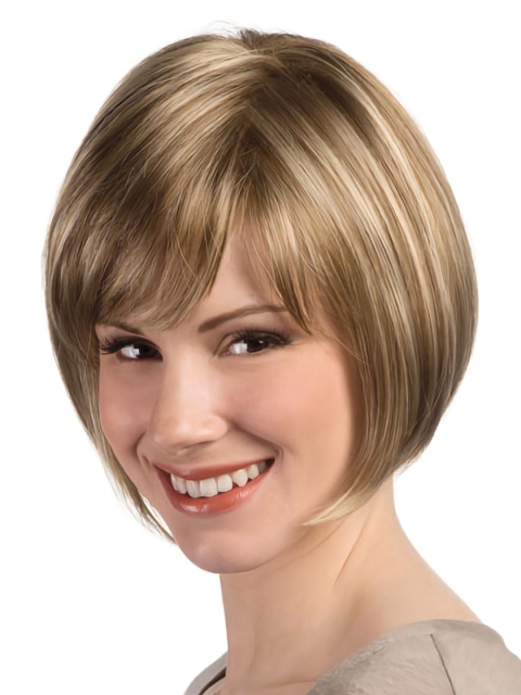 Blonde Straight Short Monofilament Synthetic Women Bob Wigs