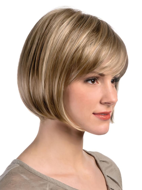 Blonde Straight Short Monofilament Synthetic Women Bob Wigs