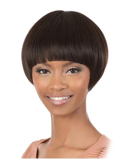 Glamorous Brown Straight Short Capless Human Hair Women African American Wigs