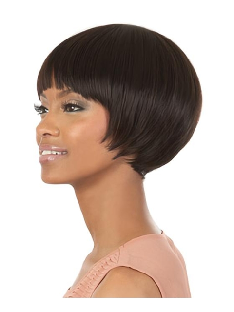 Glamorous Brown Straight Short Capless Human Hair Women African American Wigs